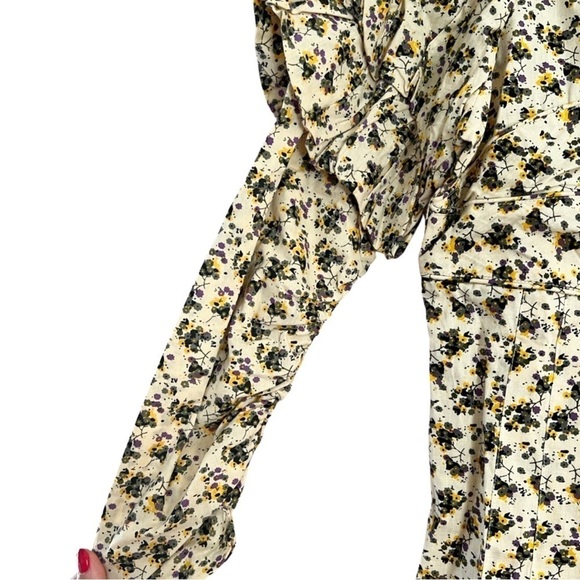 ZADIG & VOLTAIRE Runaway Floral Yellow Piping Short Summer Mini Dress M - Picture 4 of 10